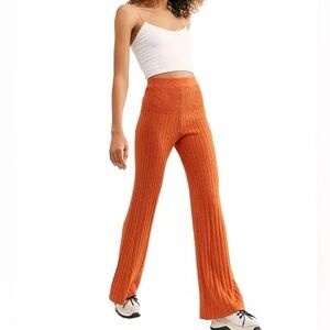 NWT Free People Keep It Real Ribbed Flare-Leg Pants